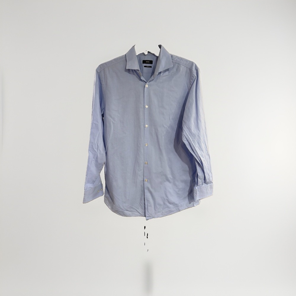 BOSS Hugo Boss Sharp Fit Dress Shirt Men 17.5 34/35 Blue Micro XL Cotton F119
